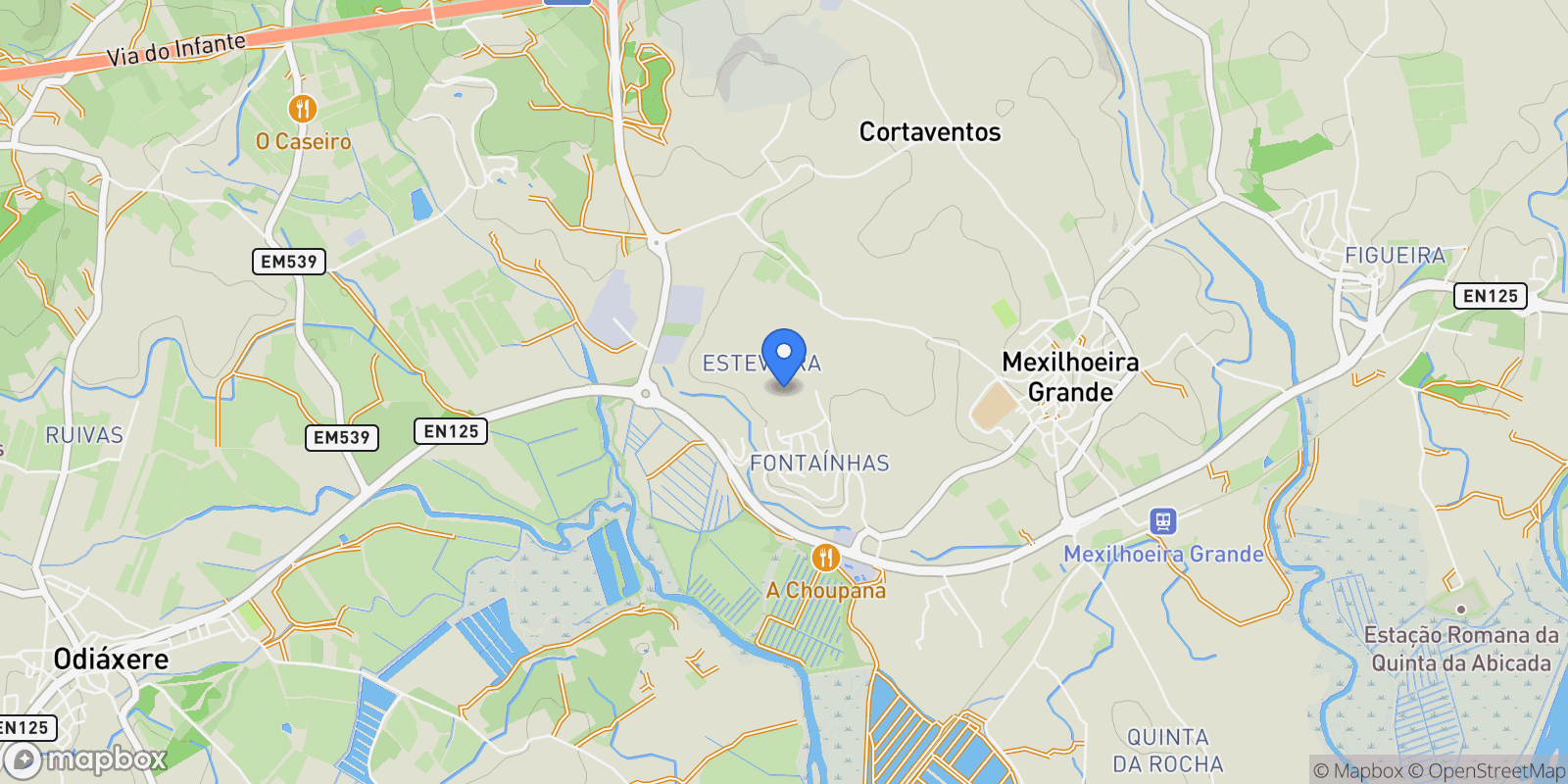 Map showing Sitio da Cabaça, Mexilhoeira Grande, Algarve, Portugal.