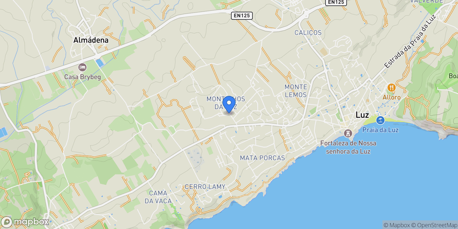 Map showing Montinhos da Luz, Luz, Portugal, Praia da Luz, Algarve, Portugal.