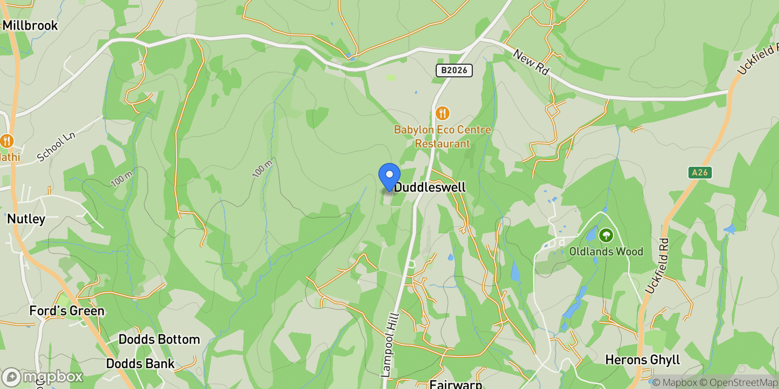 Map showing Jacks Plat, Ashdown Forest, Duddleswell, Uckfield, TN22 3JR, Uckfield, England, United Kingdom.