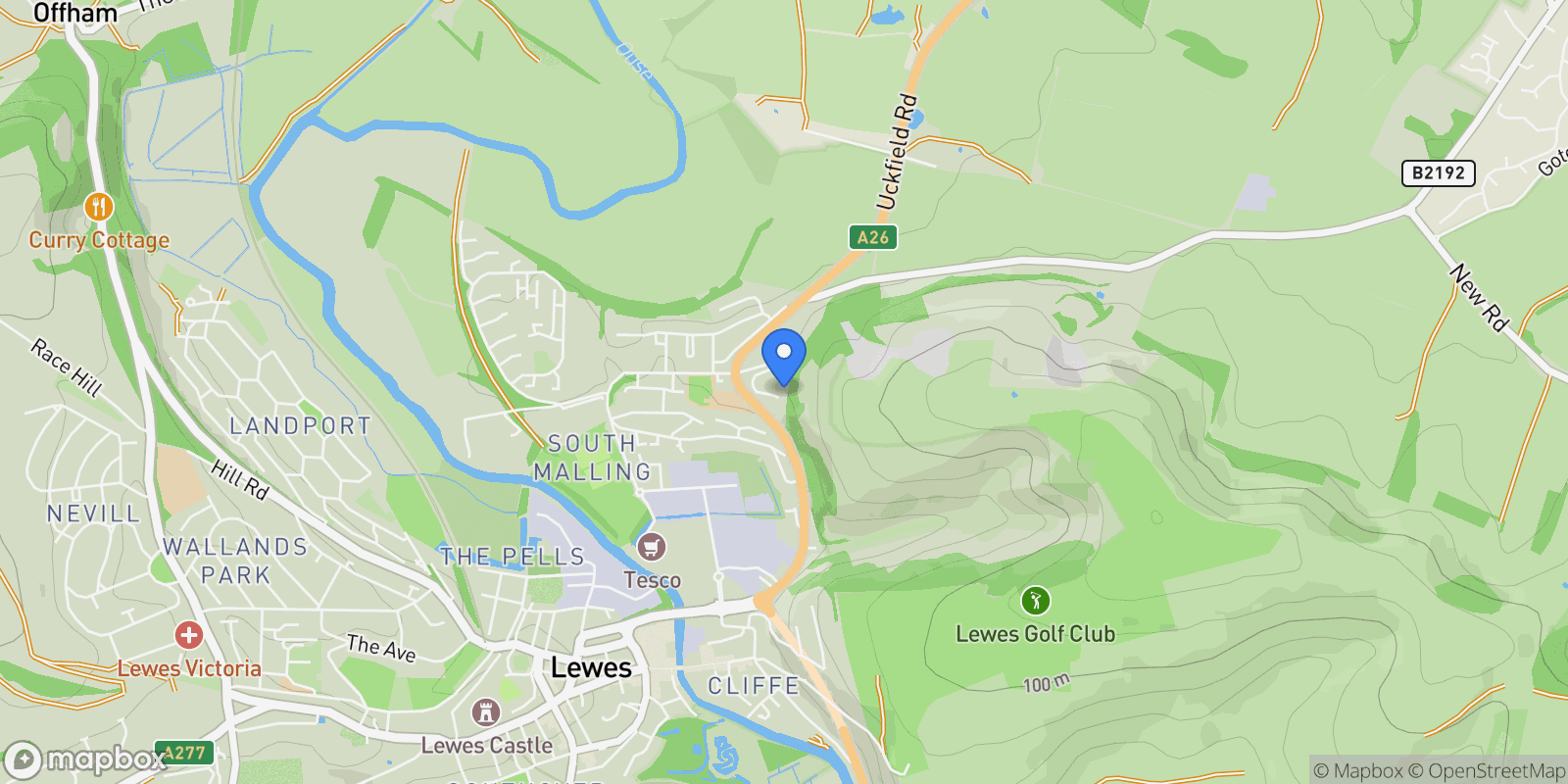 Map showing 9 The Lynchets, Lewes, BN7 2BL, Lewes, England, United Kingdom.