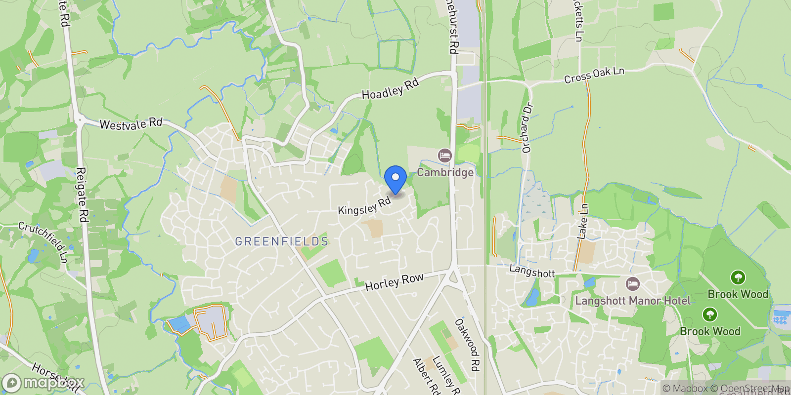 Map showing 110 Kingsley Road, Horley, RH6 8AW, Horley, England, United Kingdom.