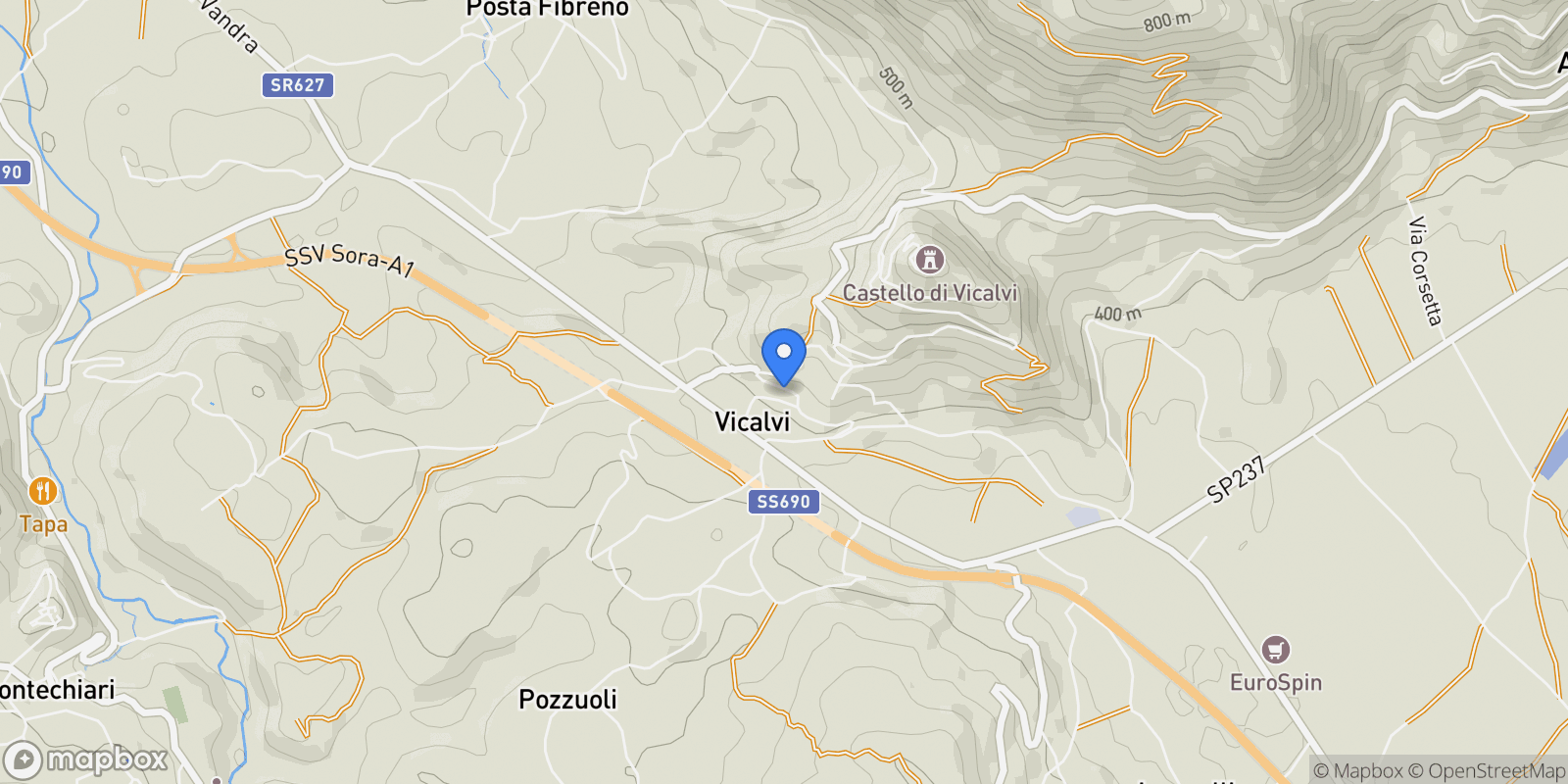 Map showing Contrada Storta, 9, 03030 Vicalvi FR, Italy, Vicalvi, Lazio, Italy.