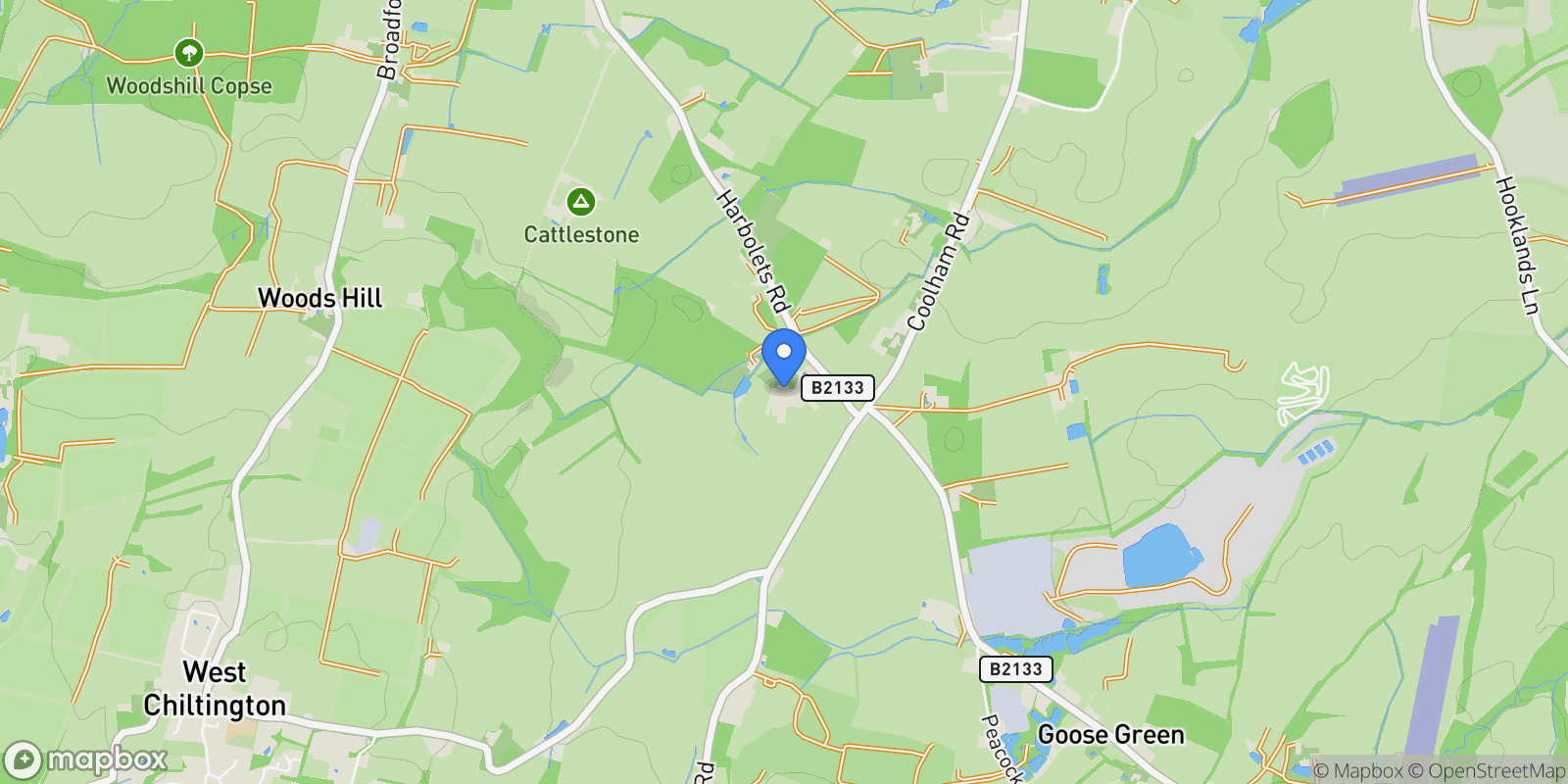 Map showing North Barn Harbolets Road, West Chiltington, Pulborough, RH20 2LQ, West Chiltington, England, United Kingdom.