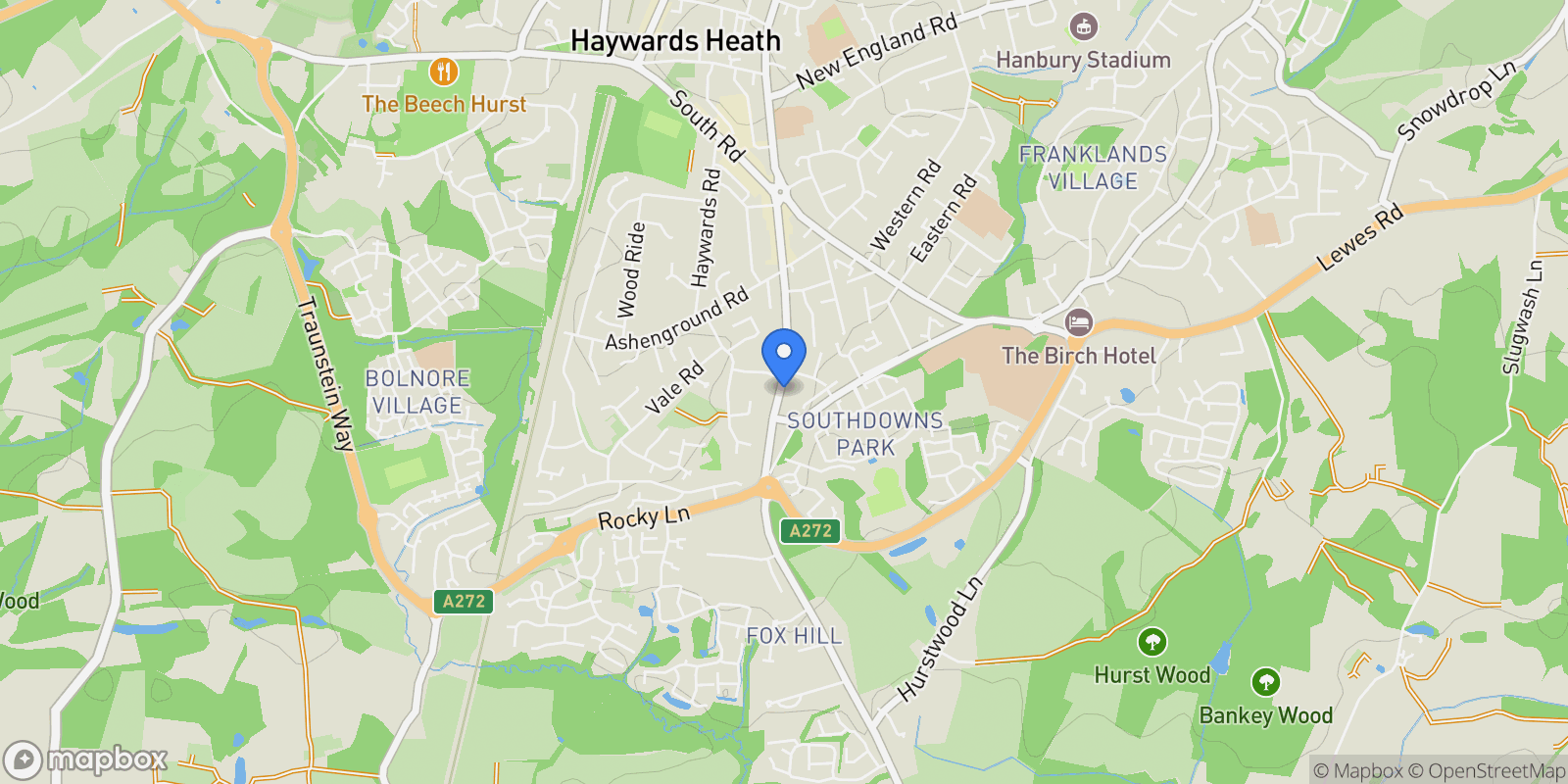 Map showing Hilltop House, 47a Wivelsfield Road, Haywards Heath, RH16 4EN, Haywards Heath, England, United Kingdom.