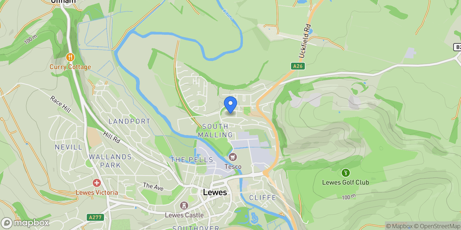 Map showing 19 Hereward Way, Lewes, BN7 2HN, Lewes, England, United Kingdom.