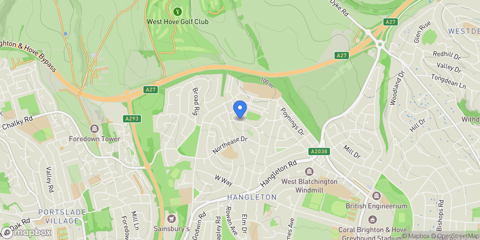 Map showing 67 Lark Hill, Hove, BN3 8PH, Brighton and Hove, England, United Kingdom.