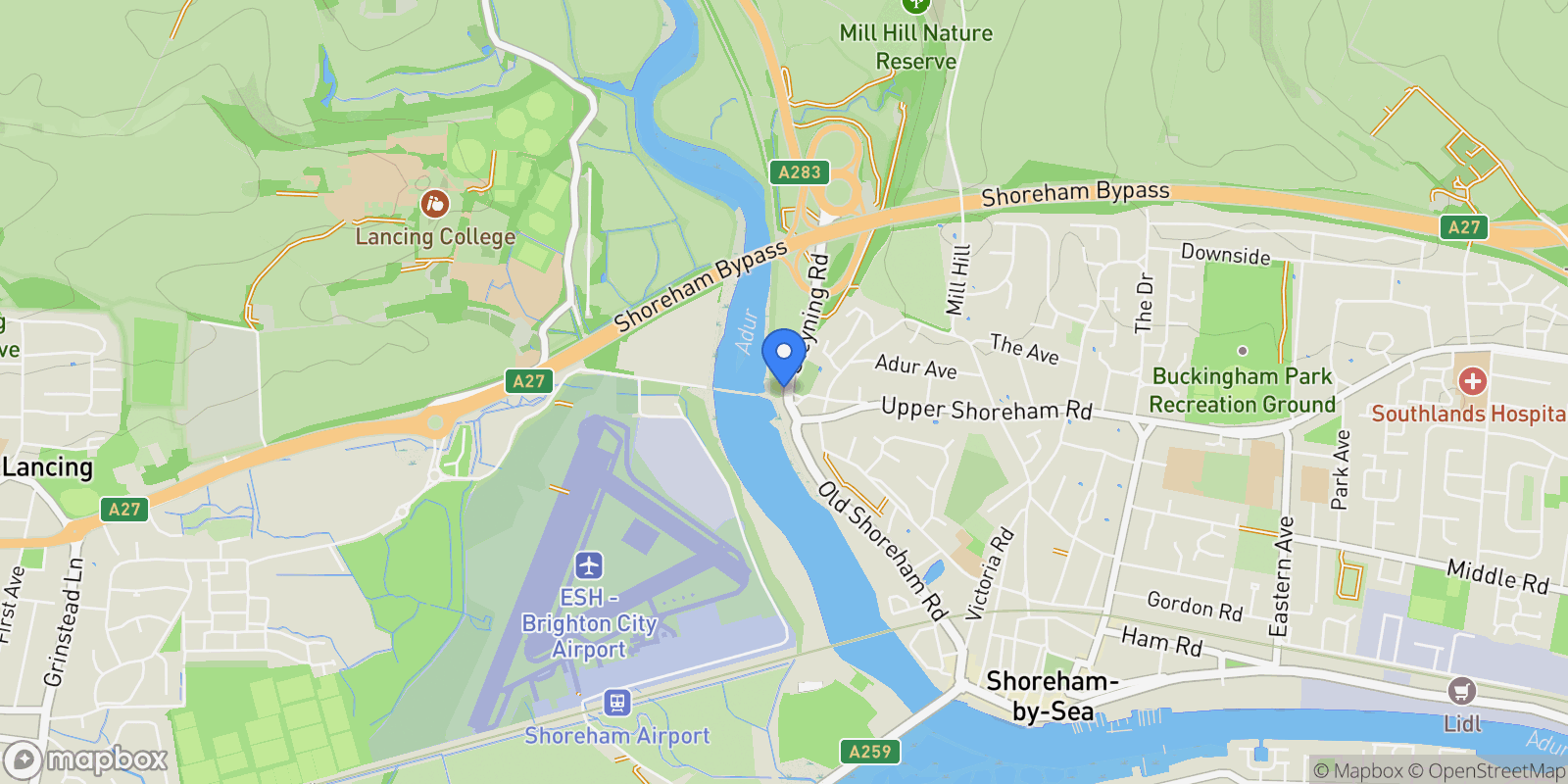 Map showing 1 Steyning Road, Shoreham-By-Sea, BN43 5NG, Shoreham-by-Sea, England, United Kingdom.