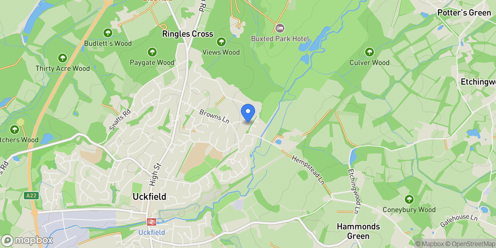 Map showing 6 Boundsway, Uckfield, TN22 1LN, Uckfield, England, United Kingdom.