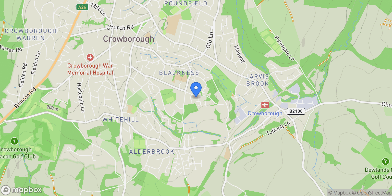 Map showing 2 Greene Park Place, Crowborough, TN6 2GL, Crowborough, England, United Kingdom.