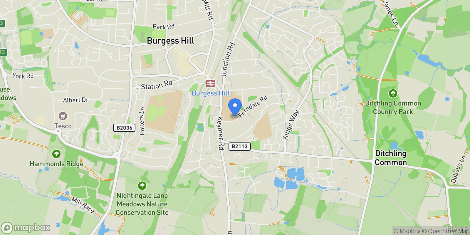 Map showing 1 Ferndale Road, Burgess Hill, RH15 0HQ, Burgess Hill, England, United Kingdom.
