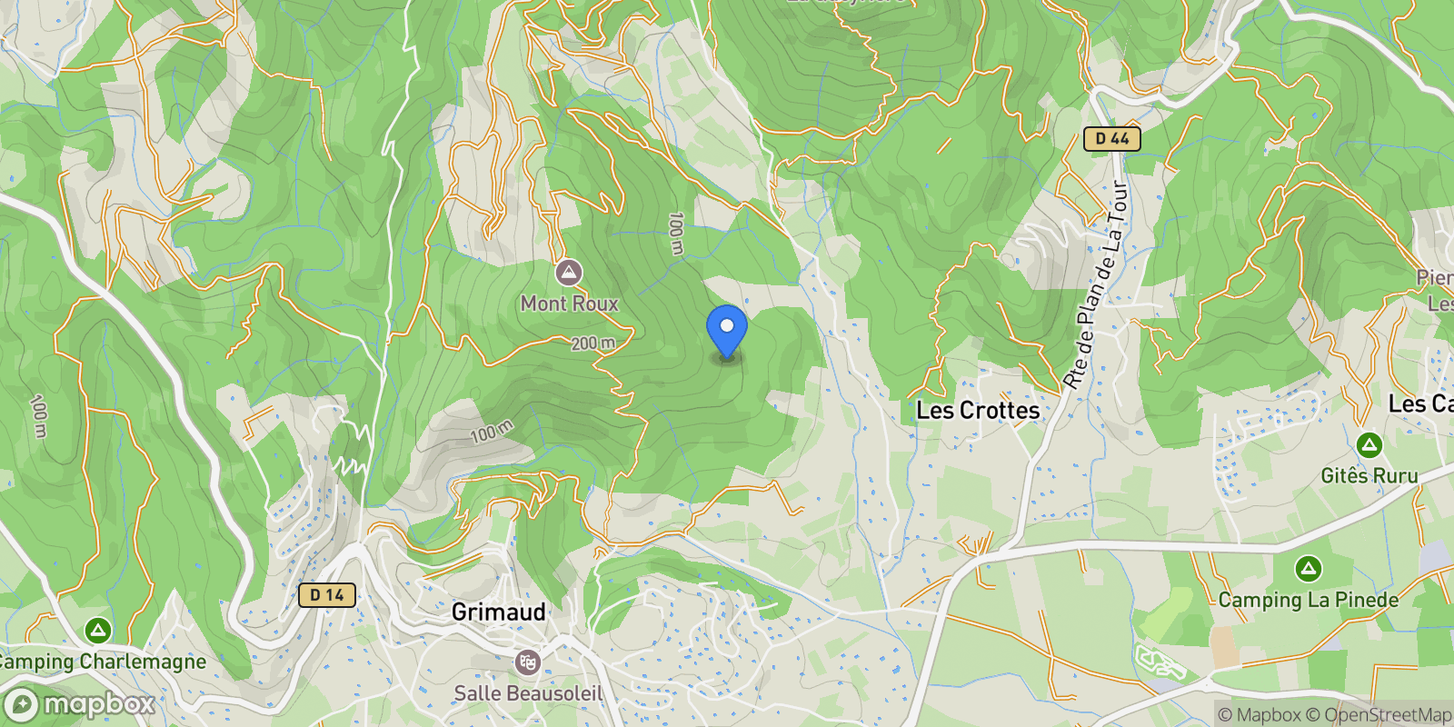Map showing Grimaud, Provence-Alpes-Côte d'Azur, France.