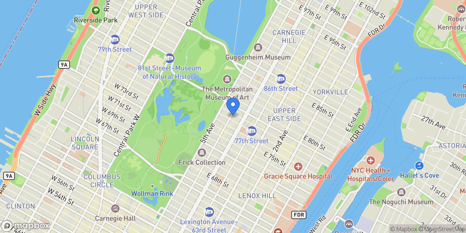 Map showing The Charles House, 40 E 78TH ST, New York, New York, United States.