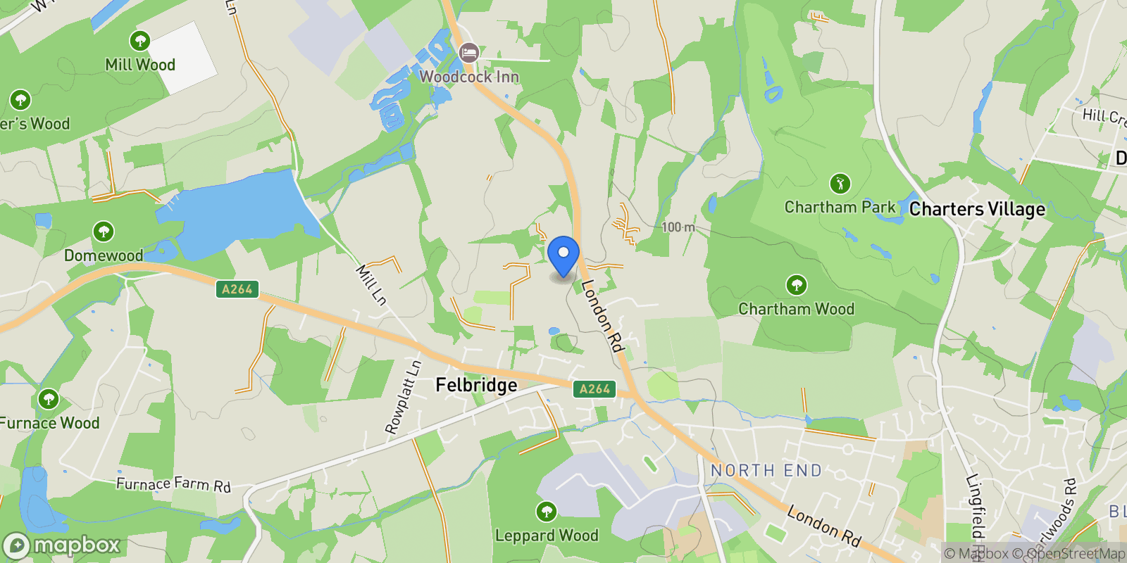 Map showing Deerpark London Road, Felbridge, East Grinstead, RH19 2RA, Felbridge, England, United Kingdom.