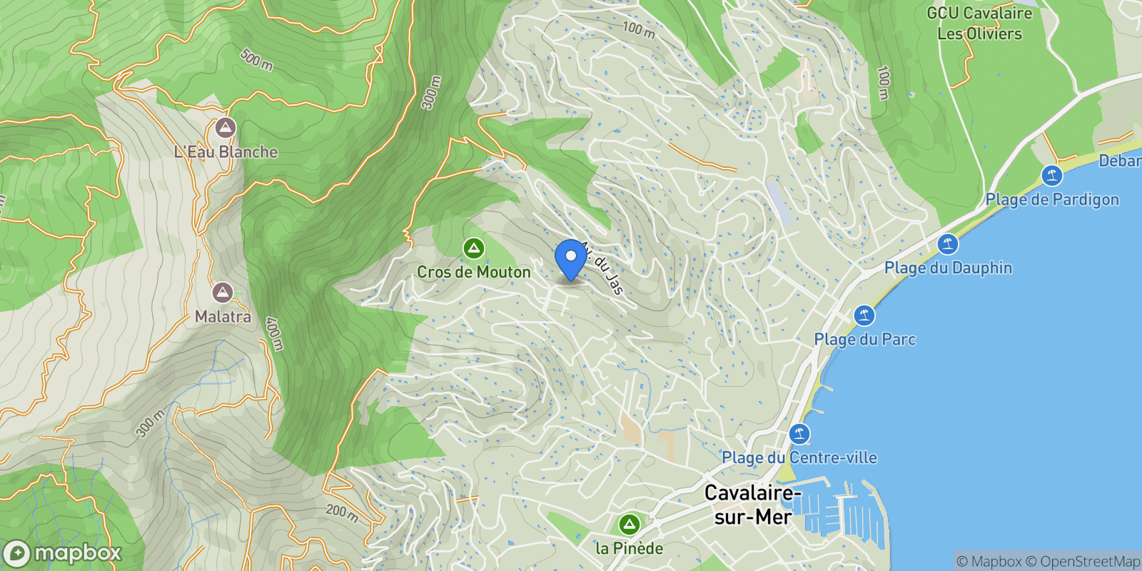 Map showing Cavalaire-sur-Mer, Provence-Alpes-Côte d'Azur, France.