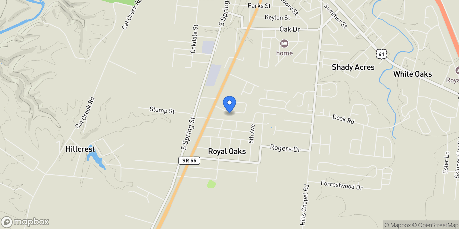 Map showing 142 Heritage Circle, Manchester, TN 37355, Manchester, Tennessee, United States.