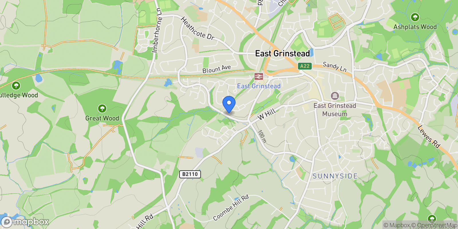Map showing 165 Garden Wood Road, East Grinstead, RH19 1SH, East Grinstead, England, United Kingdom.