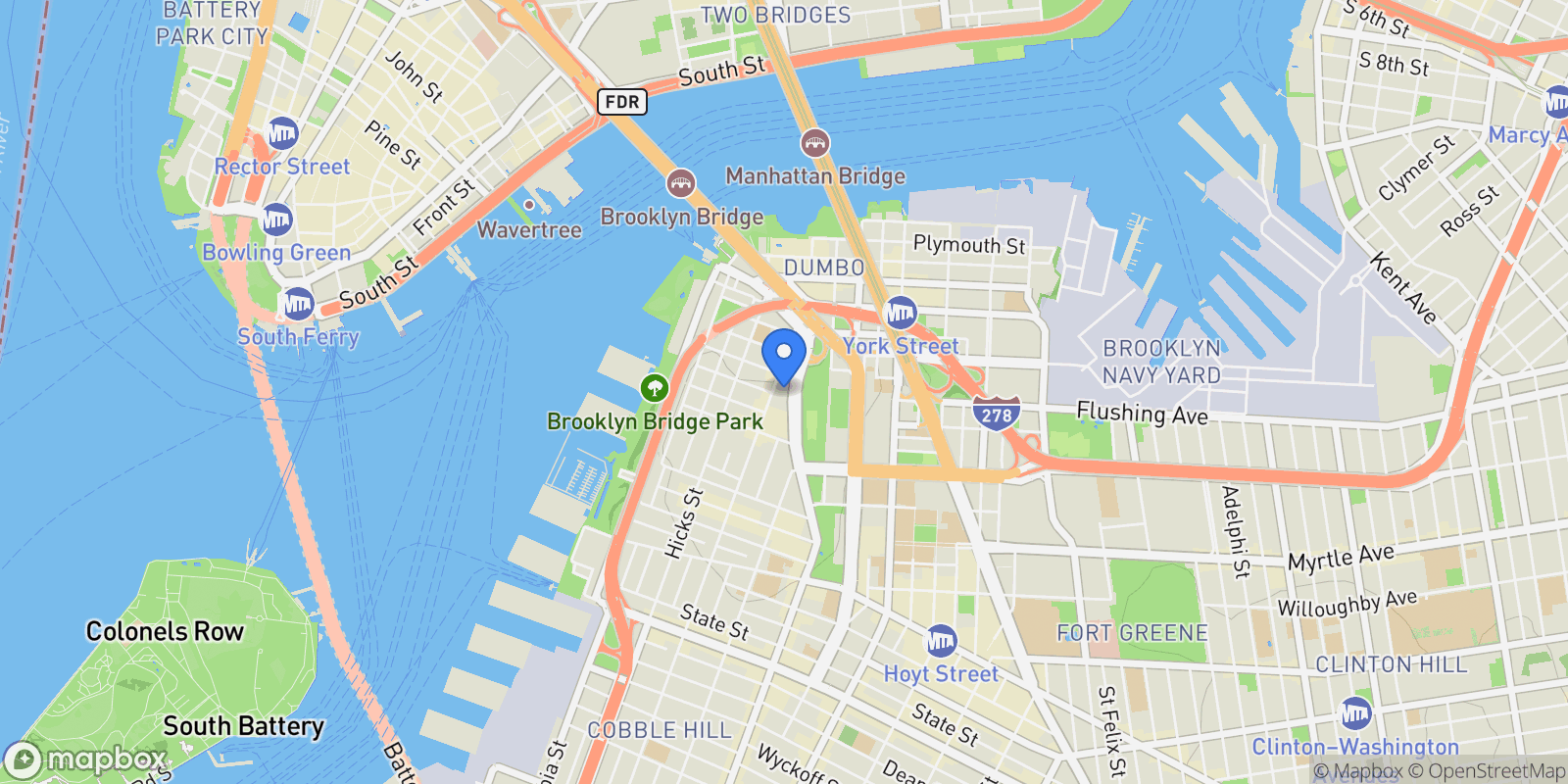 Map showing 75 HENRY ST, New York, New York, United States.