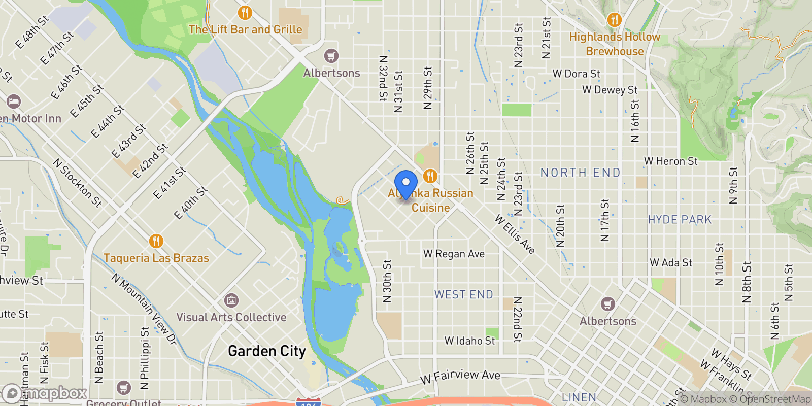 Map showing 2935-2947 W Jordan Street, Boise, Idaho, United States.