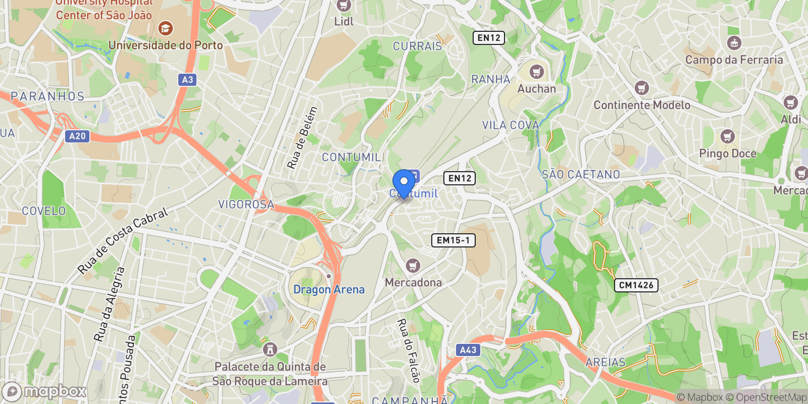 Map showing RUA DO AMEIXIAL N.º 27, Campanha, Porto District, Portugal.