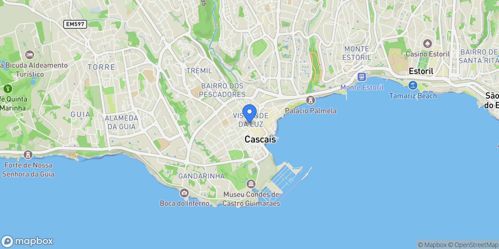 Map showing Cascais e Estoril, Lisbon, Portugal.