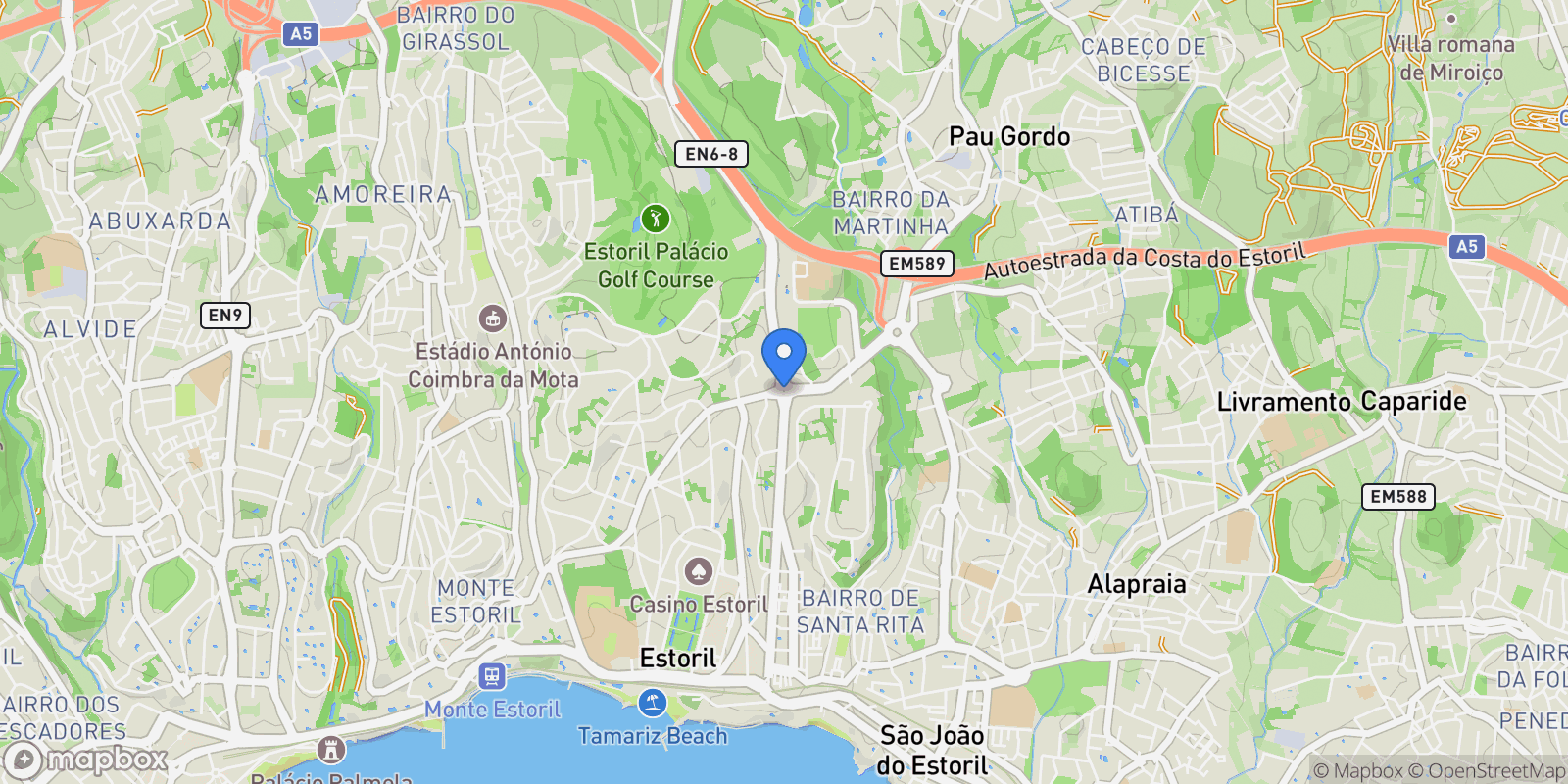 Map showing Estoril, Cascais e Estoril, Lisbon.