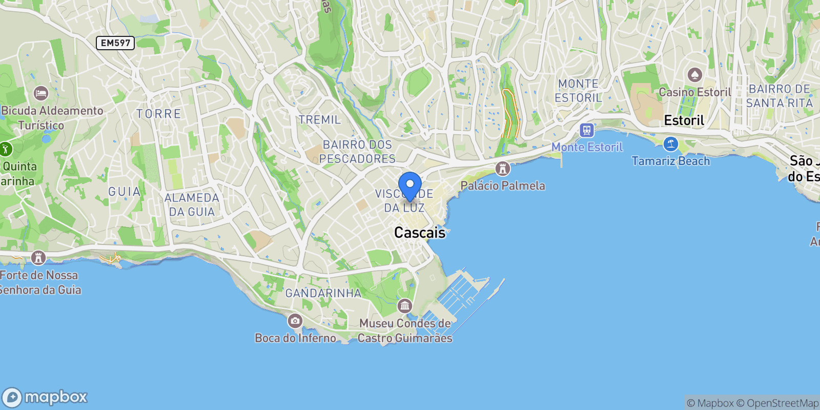 Map showing Cascais e Estoril, Lisbon, Portugal.