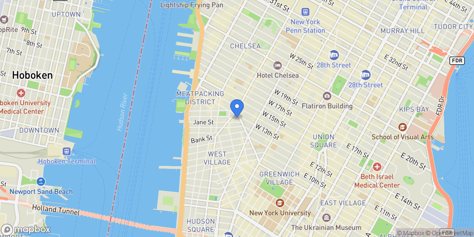 Map showing 2 HORATIO ST, New York, New York, United States.