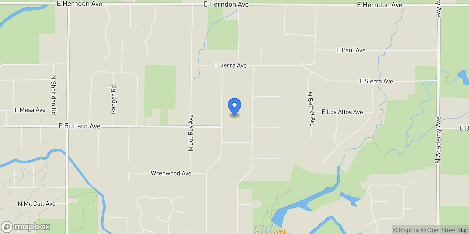 Map showing 6090 Amber Avenue, Clovis, California, United States.