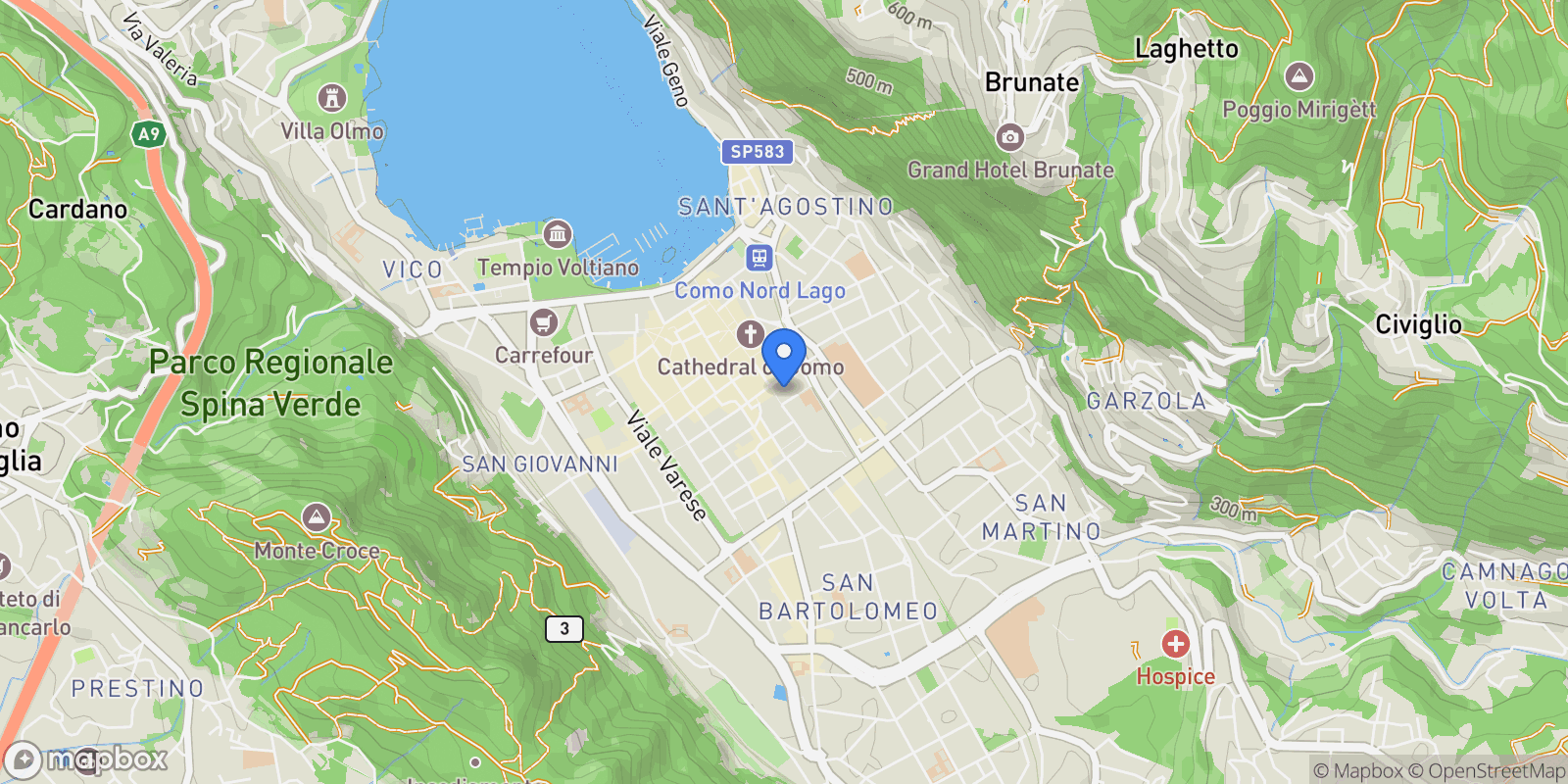 Map showing Como, Lombardy, Italy.