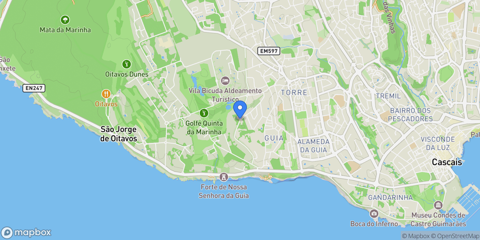 Map showing Rua dos Eucaliptos, 2750 Cascais, Portugal, Cascais e Estoril, Lisbon, Portugal.