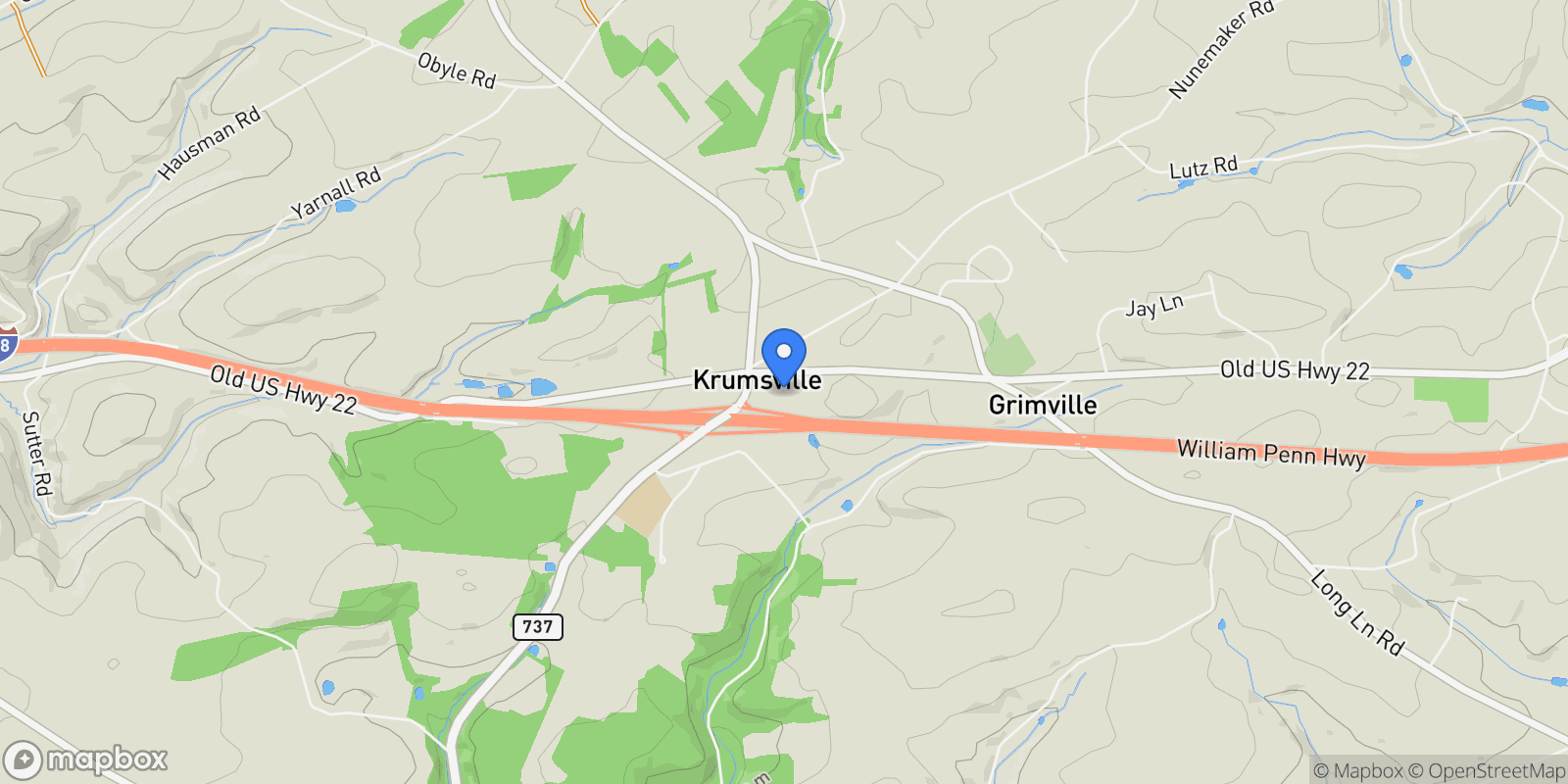 Map showing 572 Old Rte 22, Lenhartsville, PA 19534, Kutztown, Pennsylvania, United States.