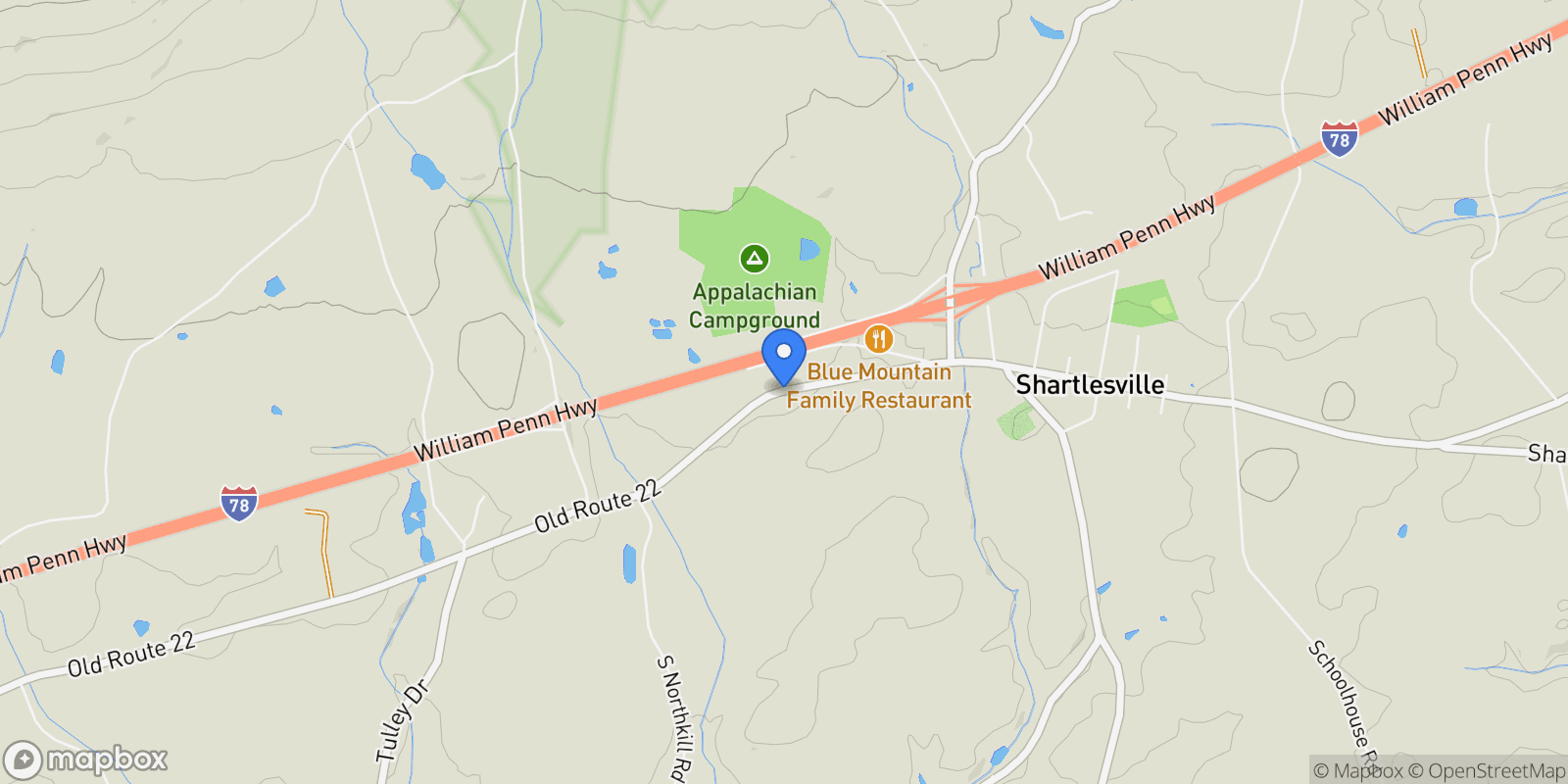 Map showing 5867 Old Route 22, Bernville, PA 19506, Bernville, Pennsylvania, United States.