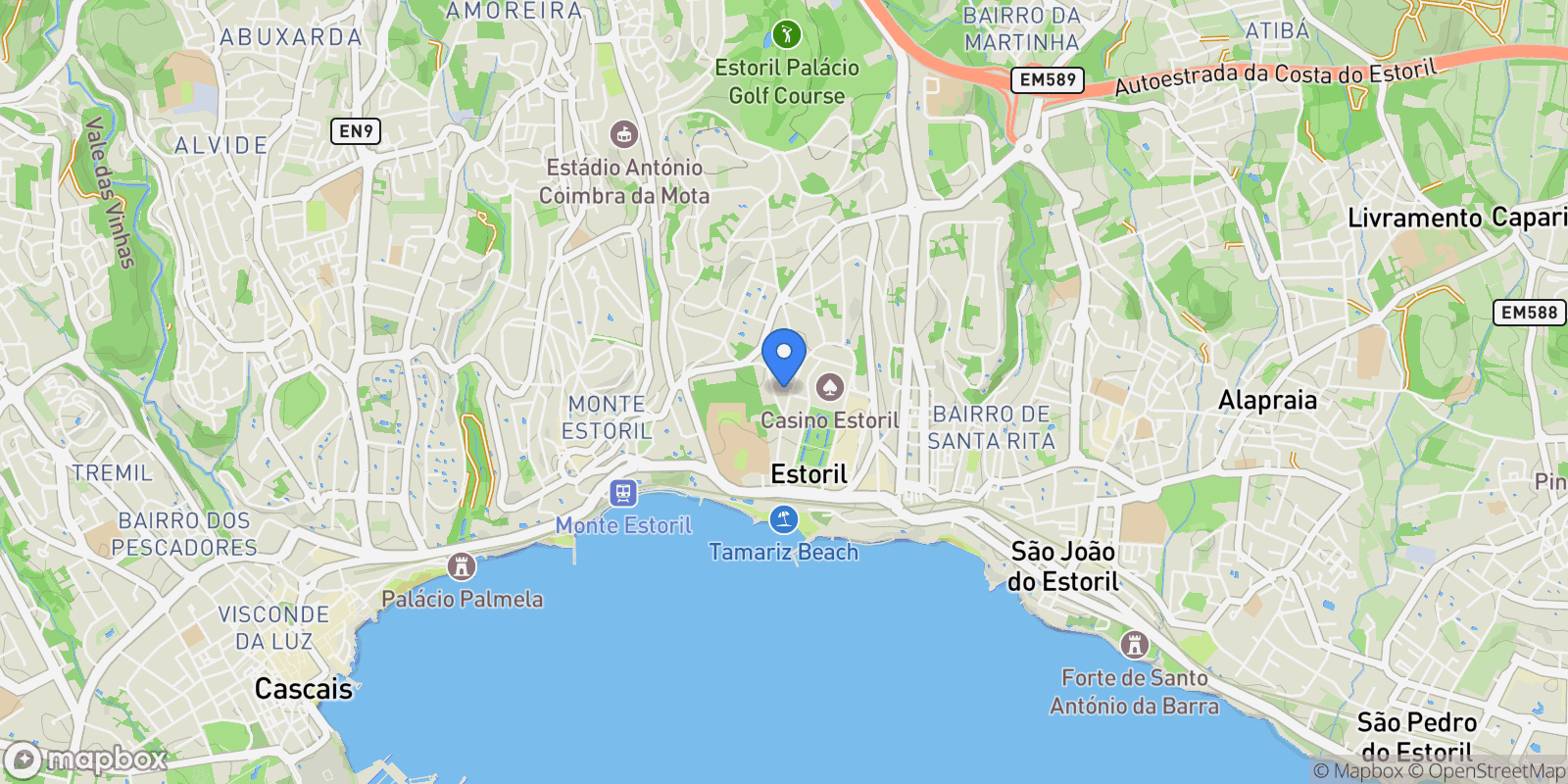 Map showing Estoril, Cascais e Estoril, Lisbon.