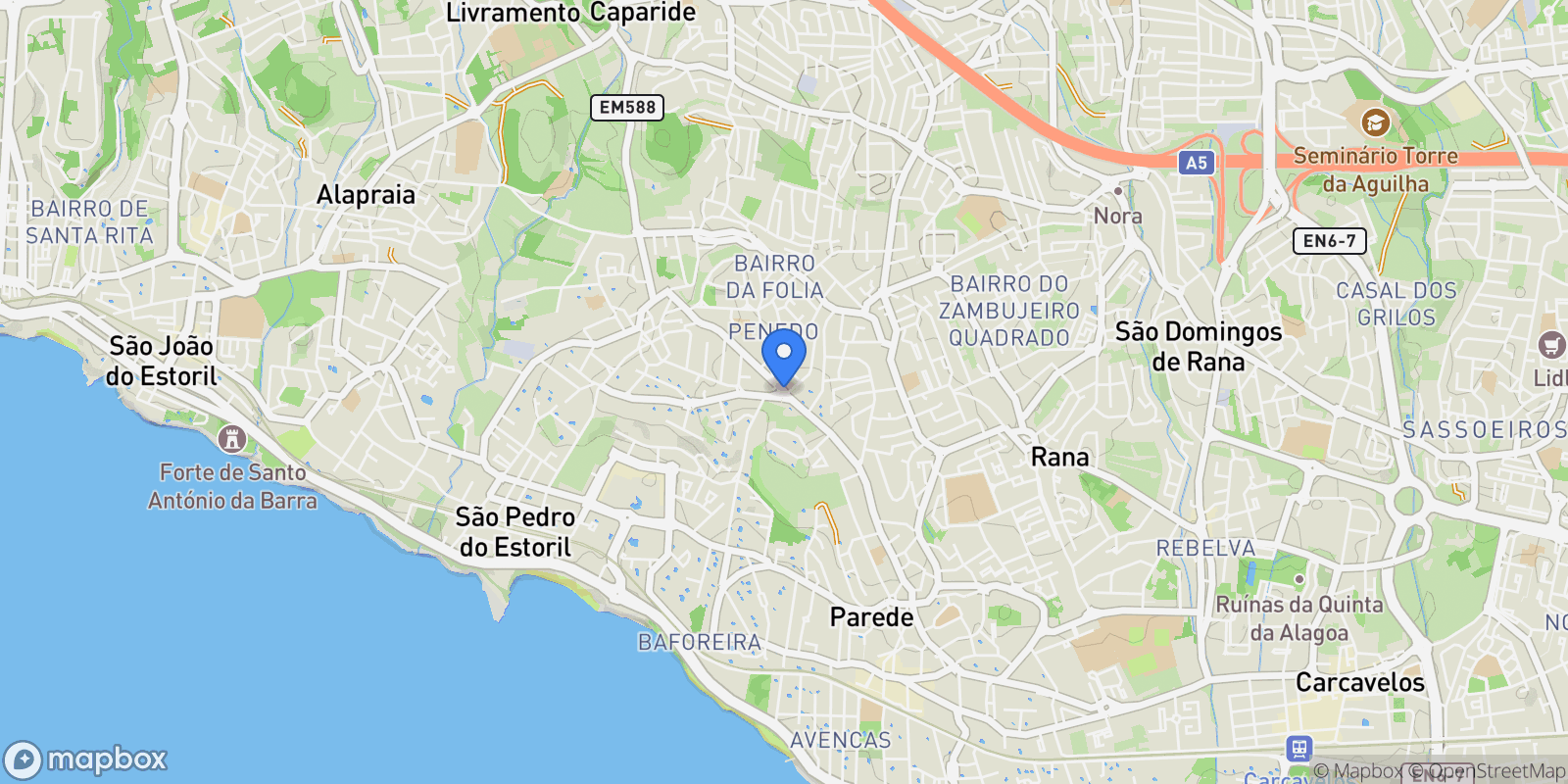 Map showing Carcavelos e Parede, Lisbon, Portugal.