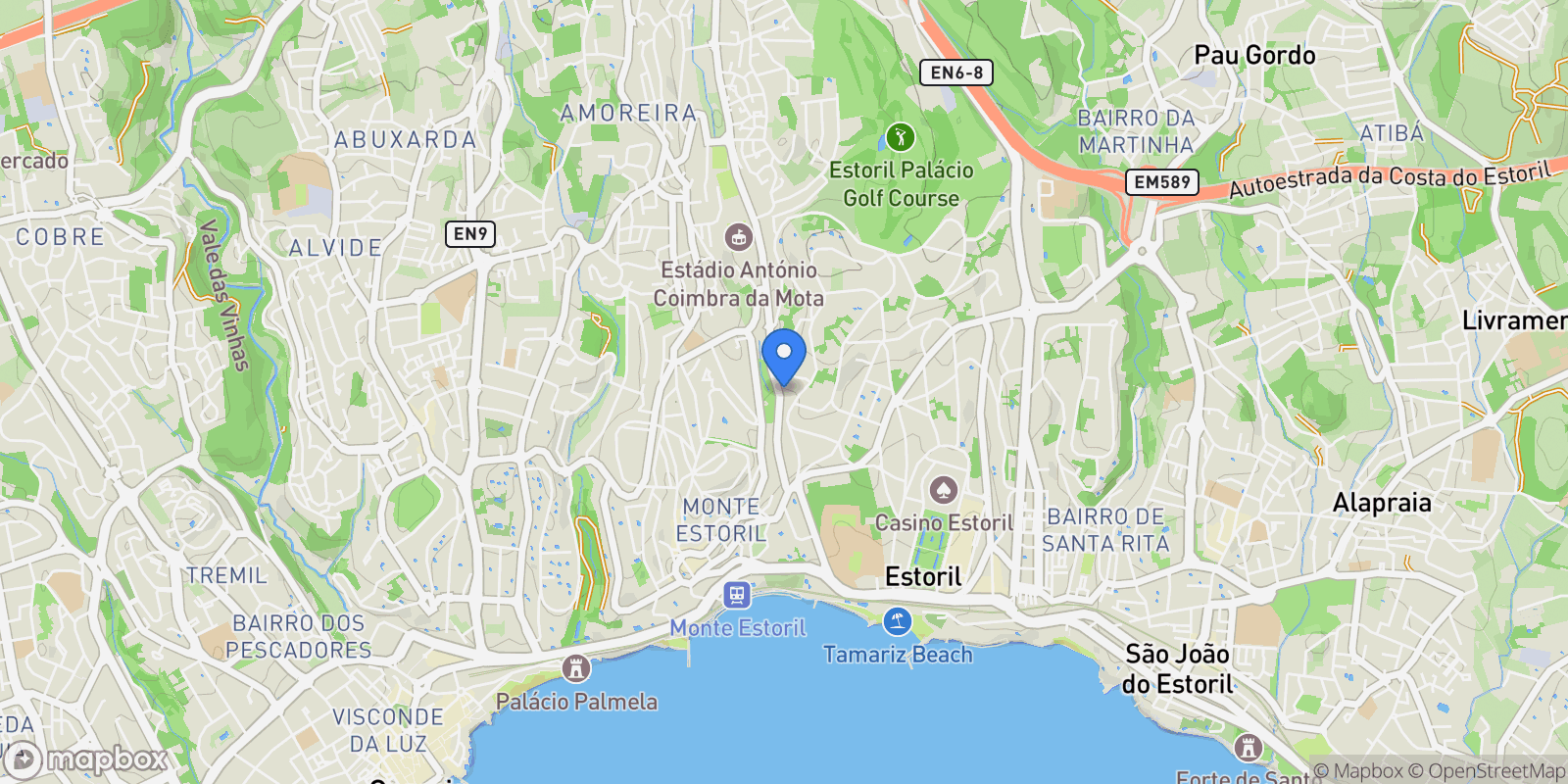 Map showing Estoril, Cascais e Estoril, Lisbon.