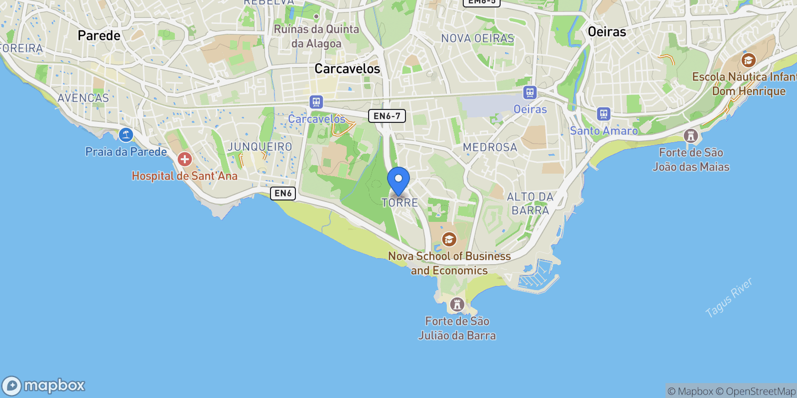 Map showing Carcavelos e Parede, Lisbon, Portugal.