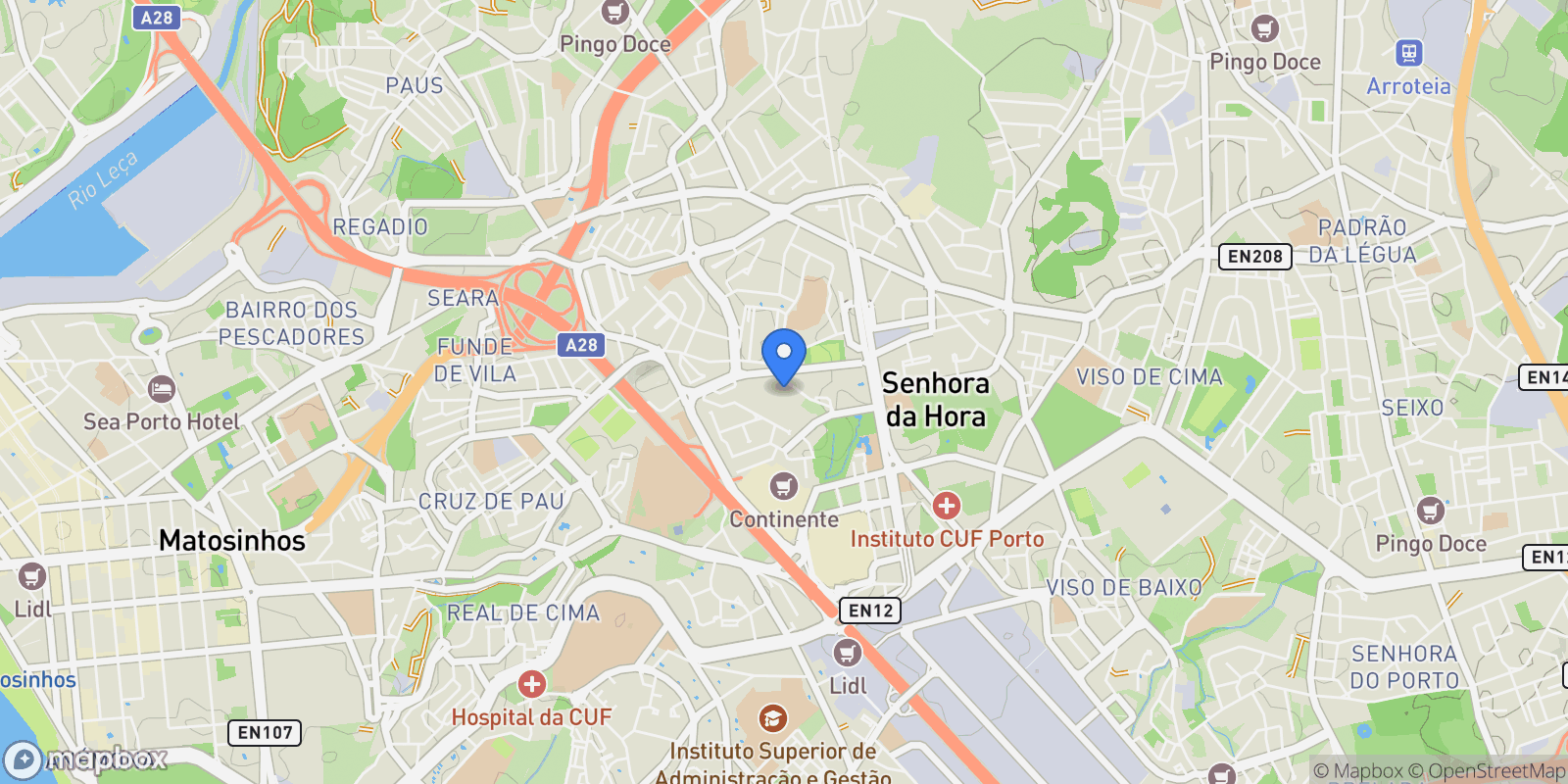 Map showing Rua Carriçal 64, Senhora da Hora, Portugal, Senhora da Hora, Porto District, Portugal.