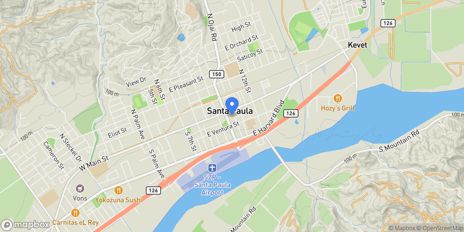 Map showing 120 S Ojai Street, Santa Paula, CA 93060, Santa Paula, California, United States.
