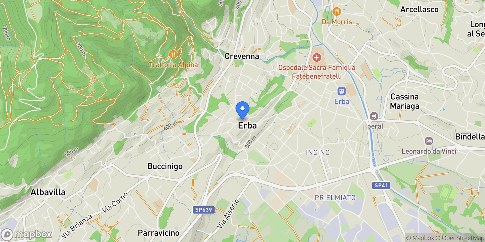 Map showing Via Chiesa Molinari 1, Erba, Lombardy, Italy.