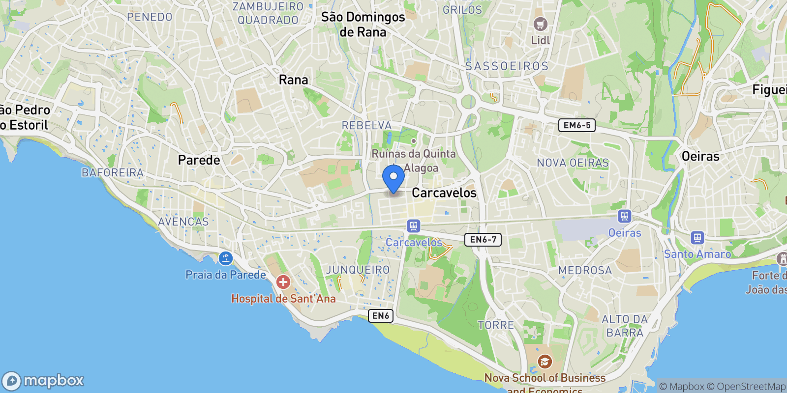 Map showing Carcavelos e Parede, Lisbon, Portugal.