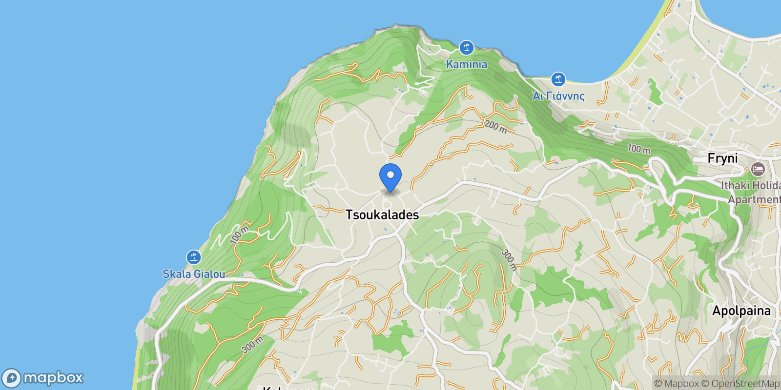 Map showing Ionian Islands, Tsoukaladon, Peloponnese, Western Greece and the Ionian, Greece.