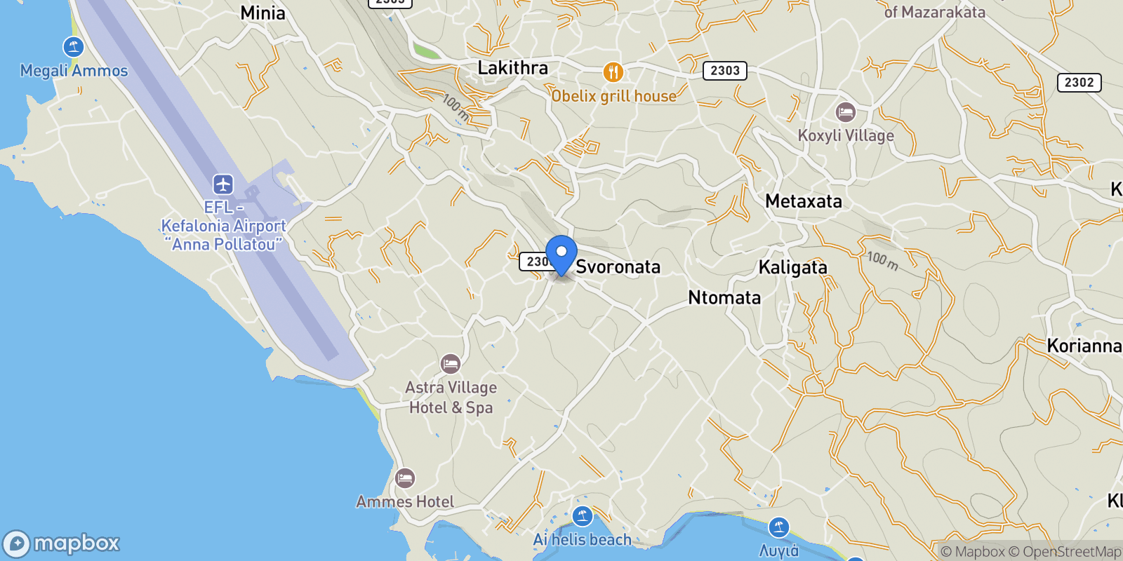 Map showing Ionian Islands, Argostoli, Peloponnese, Western Greece and the Ionian, Greece.