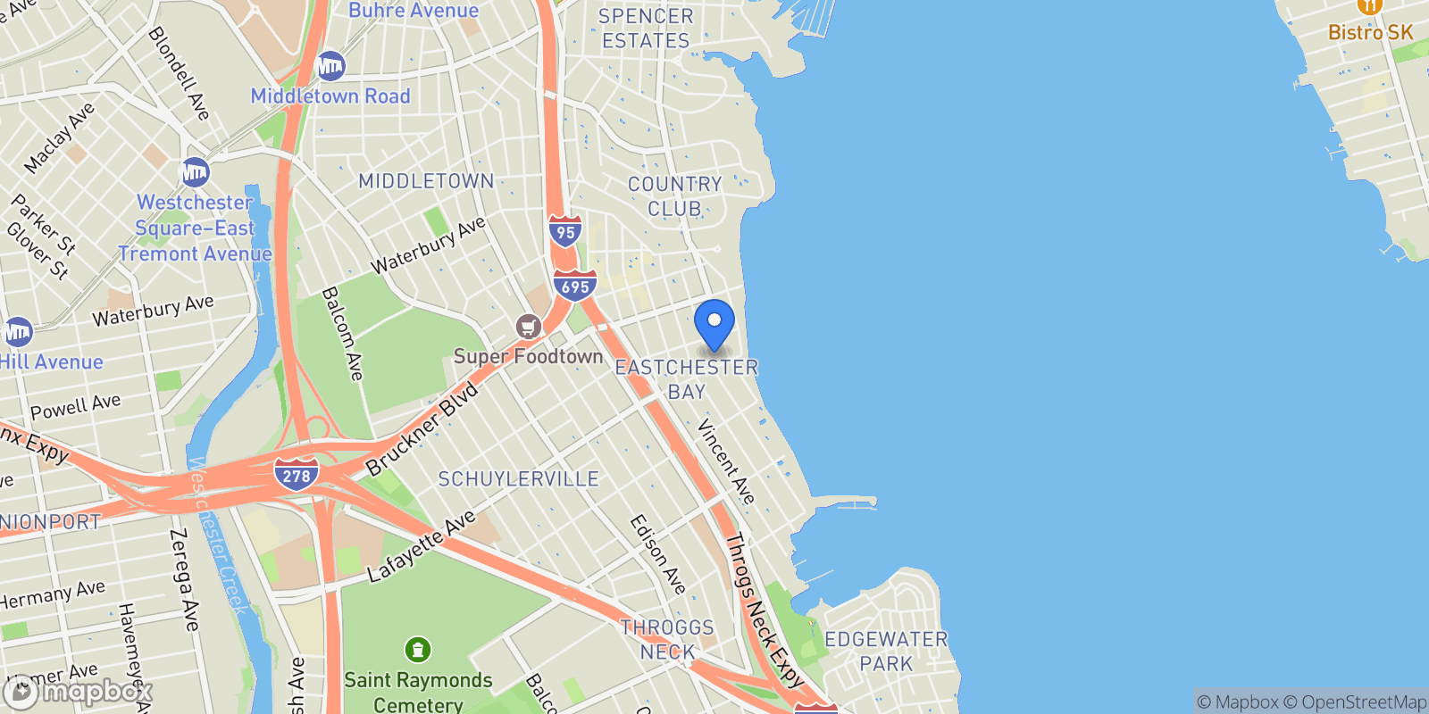 Map showing 916 CLARENCE AVE, New York, New York, United States.