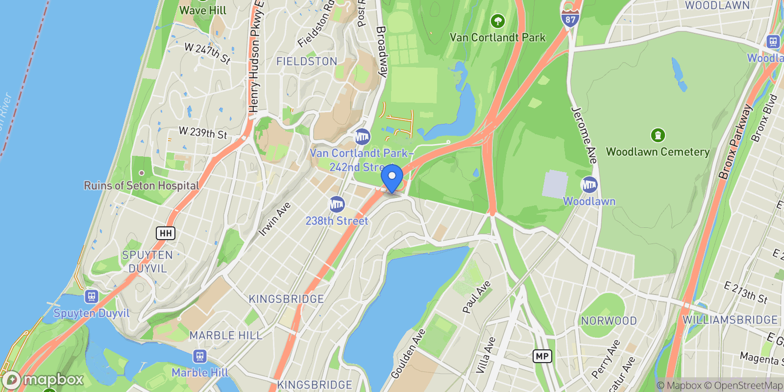 Map showing 140 VAN CORTLANDT PARK S, New York, New York, United States.