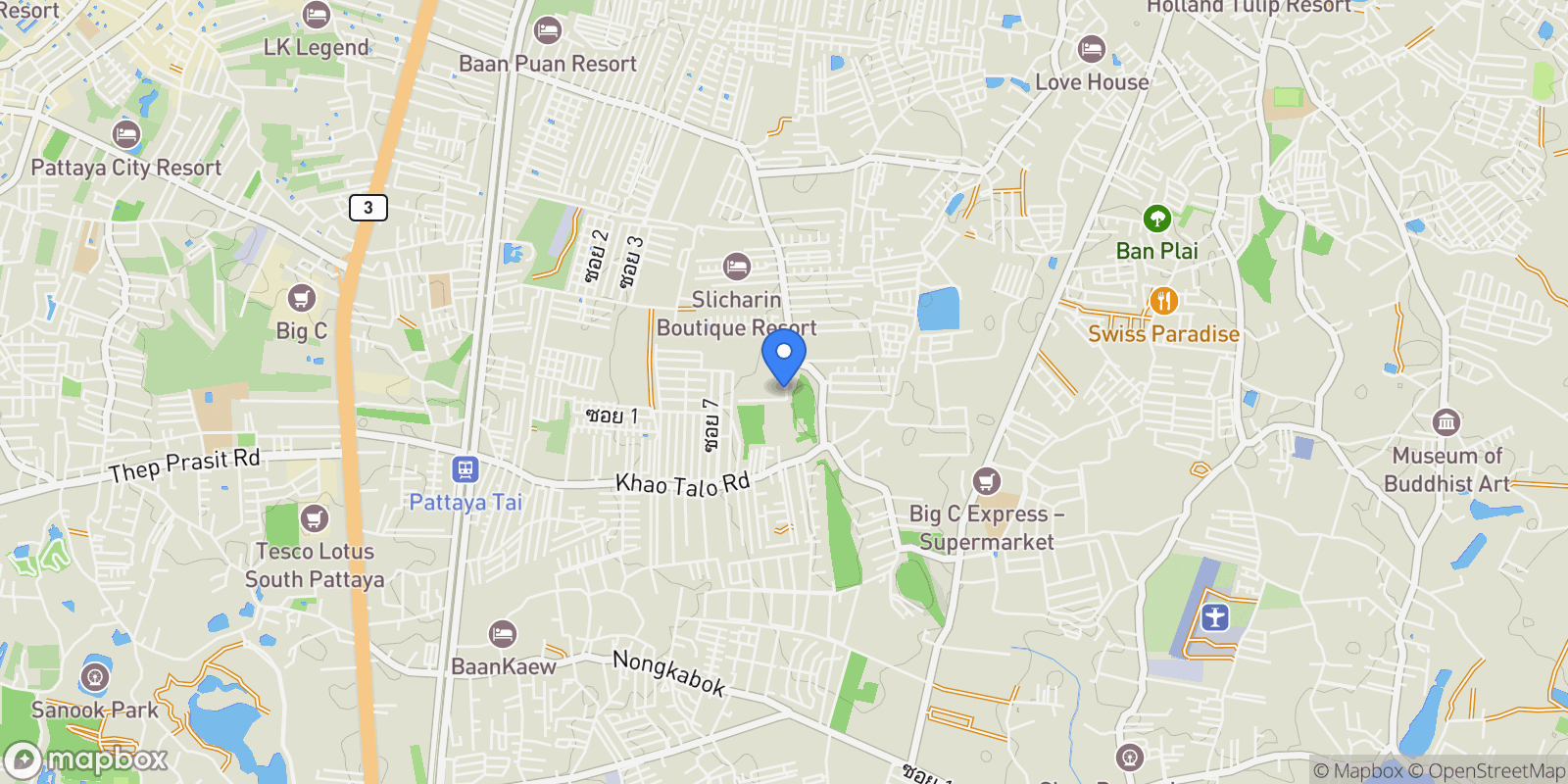 Map showing Chon Buri, Pattaya City, Chon Buri, Thailand.