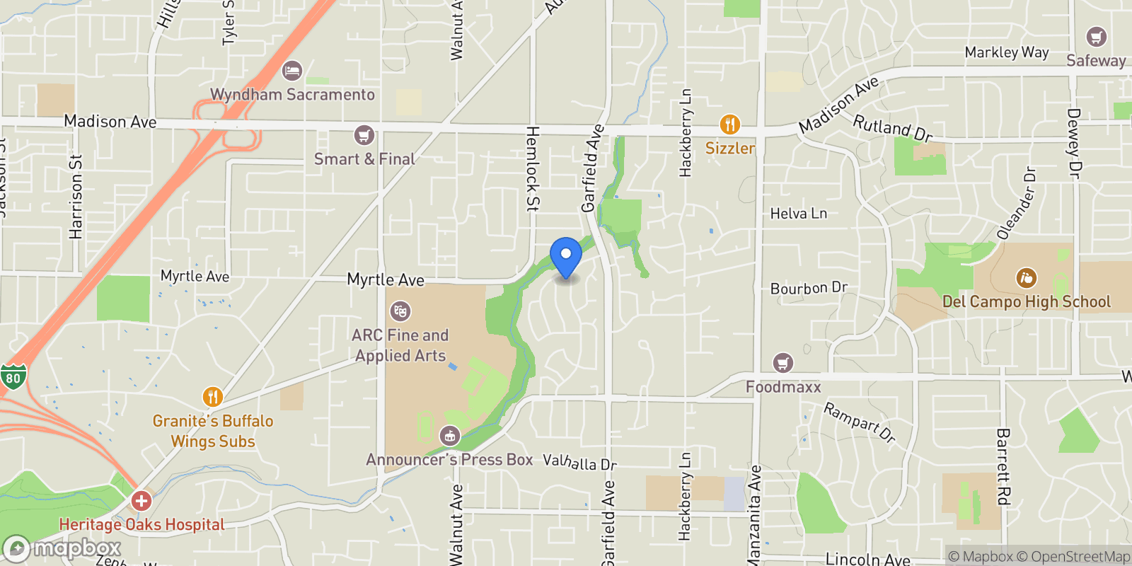 Map showing 4849 Cameron Ranch Drive, Carmichael, CA 95608, Carmichael, California, United States.