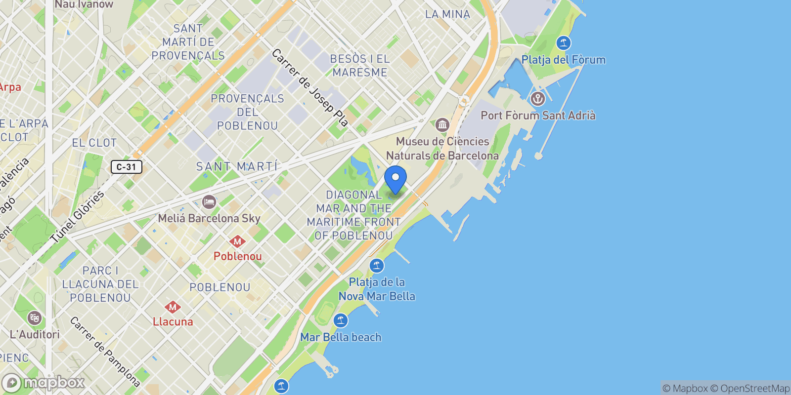 Map showing Sant Marti, Barcelona, Spain.