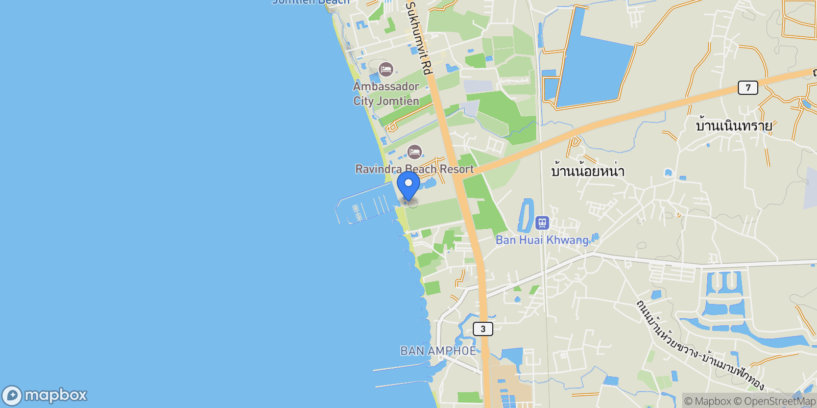Map showing Ocean Marina - San Marino, Chon Buri, Na Chom Thian, Chon Buri, Thailand.