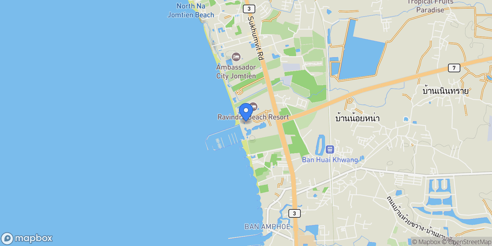 Map showing Ocean Portofino, Chon Buri, Na Chom Thian, Chon Buri, Thailand.