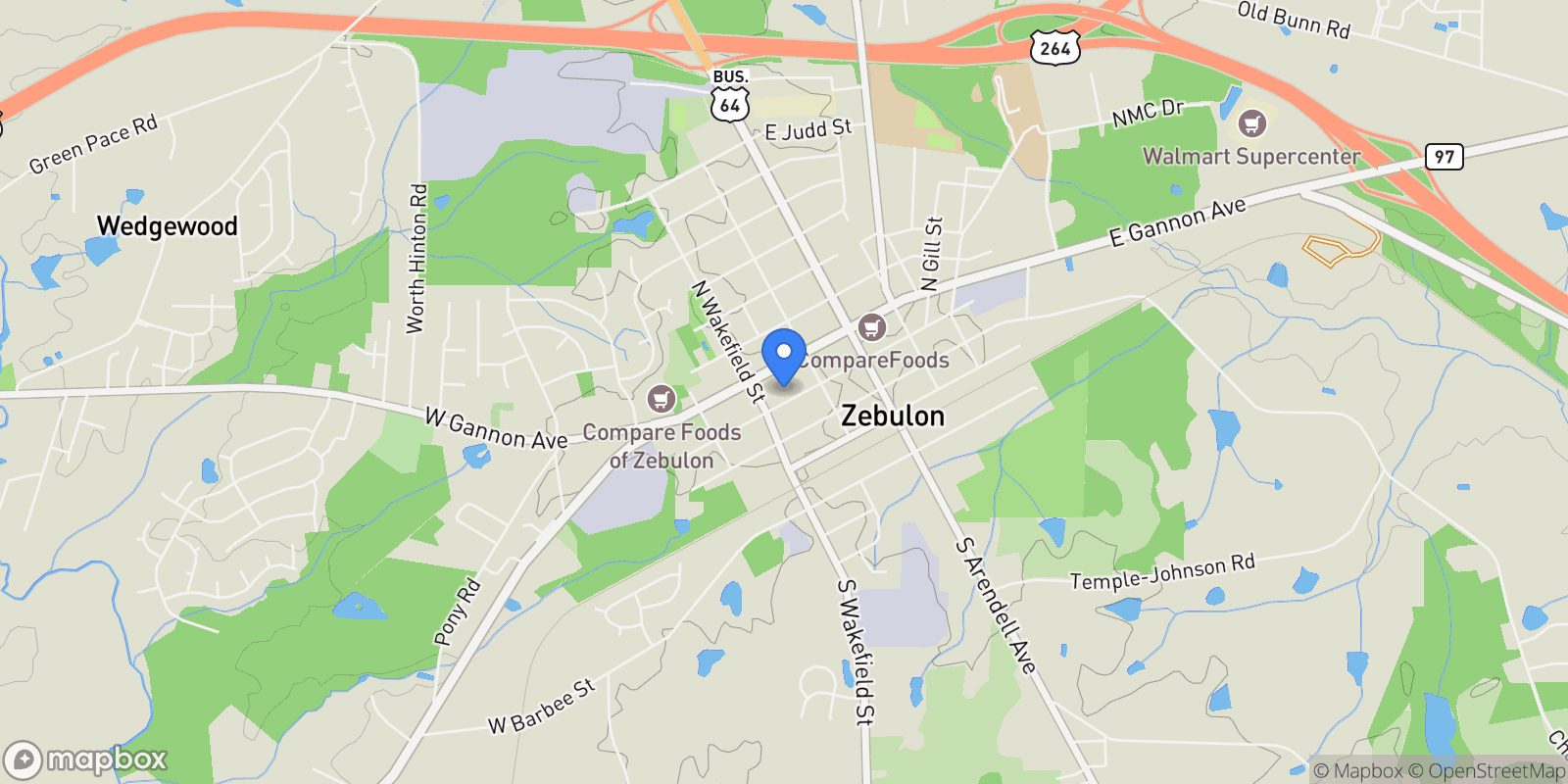 Map showing 212 W Sycamore Street Unit# A And B, Zebulon, NC 27597, Zebulon, North Carolina, United States.